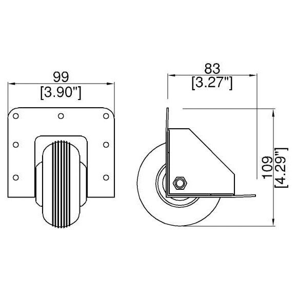 Penn-Elcom W2080k/Hd 3" Heavy Duty Recessed Corner Caster Black