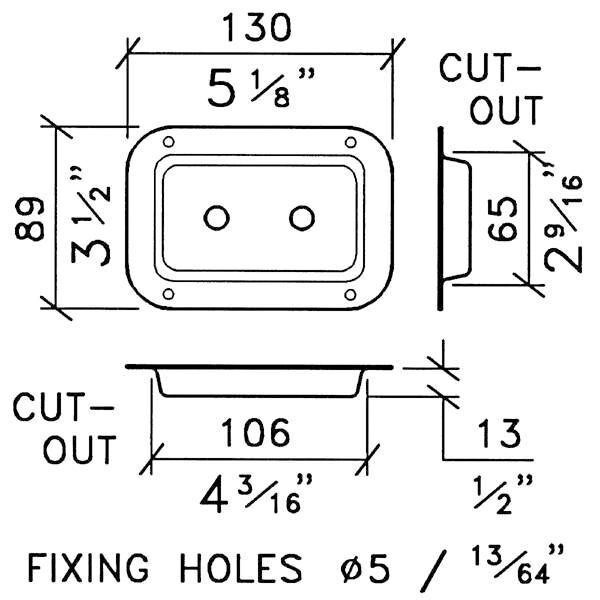 Penn-Elcom D0607k Dish Two 1/4" Jacks Black 3-1/2" X 5-1/8"