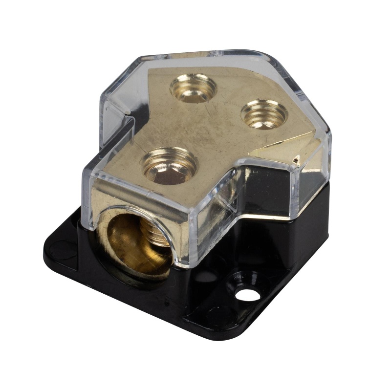 2-Way Power Distribution Block, 0/2/4 AWG In, 4/8/10 AWG Out