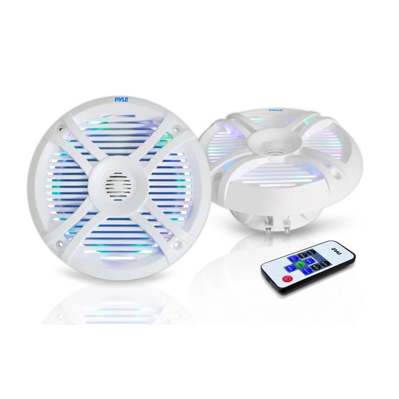 Pyle Plmrx68lew 6.5" Component Marine Led Speakers Pair White
