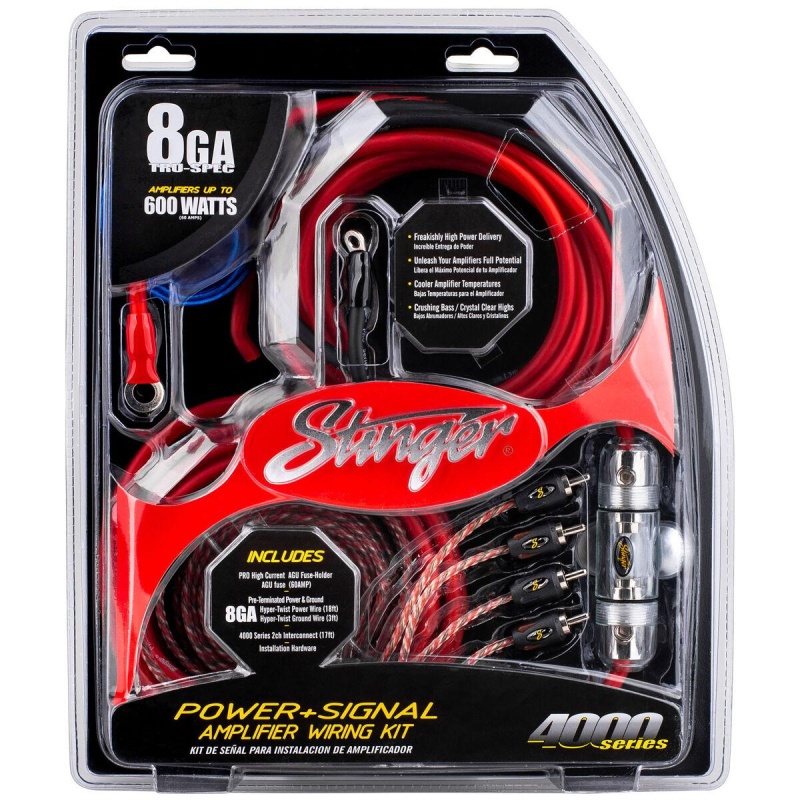 Stinger Sk4681 Series 4000 8 Awg Amp Wiring Kit Red/Black With Interconnects
