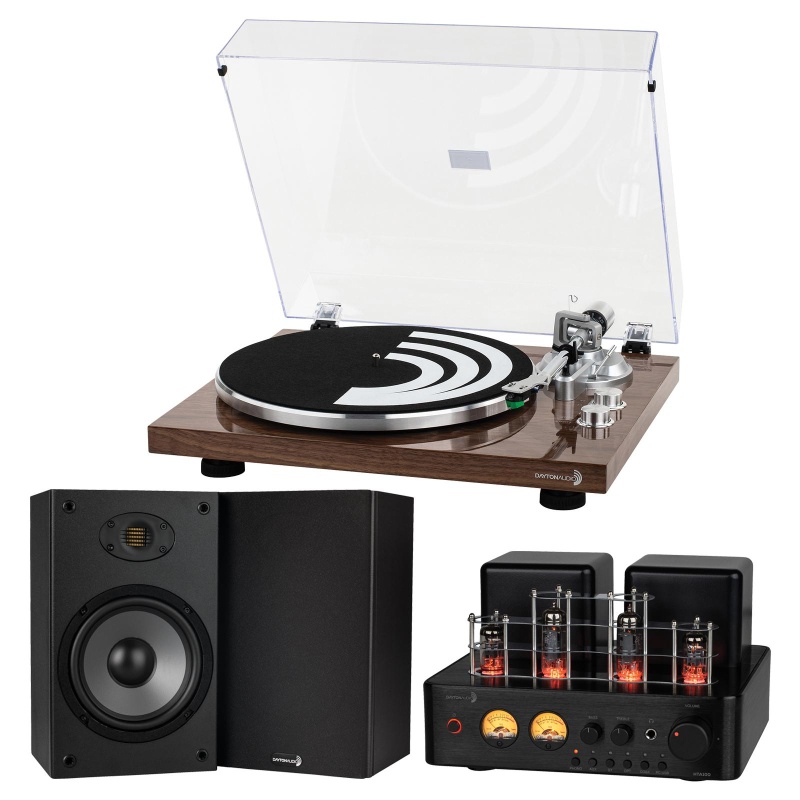 Dayton Audio Hi-Fi Bookshelf Stereo System, Wood
