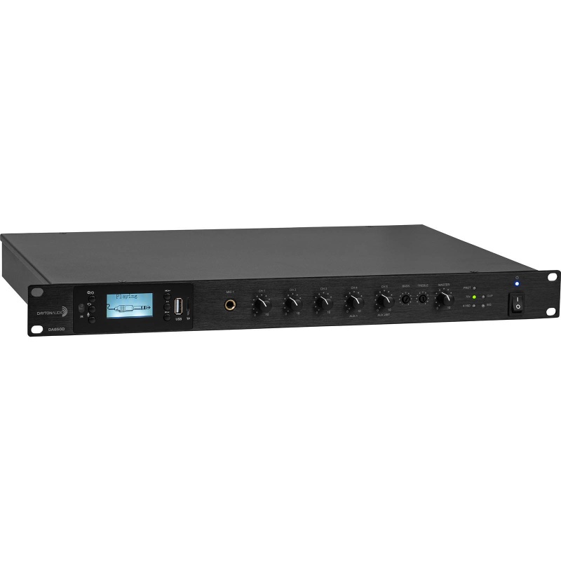 Dayton Audio Da650d Commercial Audio Amplifier 650W 70V/ 4 Ohm Mixer - 4 Mic 2 Aux 1 Telephone Input