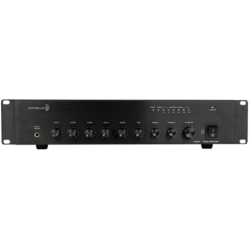 Dayton Audio Da60r Commercial Audio Amplifier 60W 70V/ 100V/ 4 Ohm Mixer - 3 Mic 2 Aux 1 Telephone Input