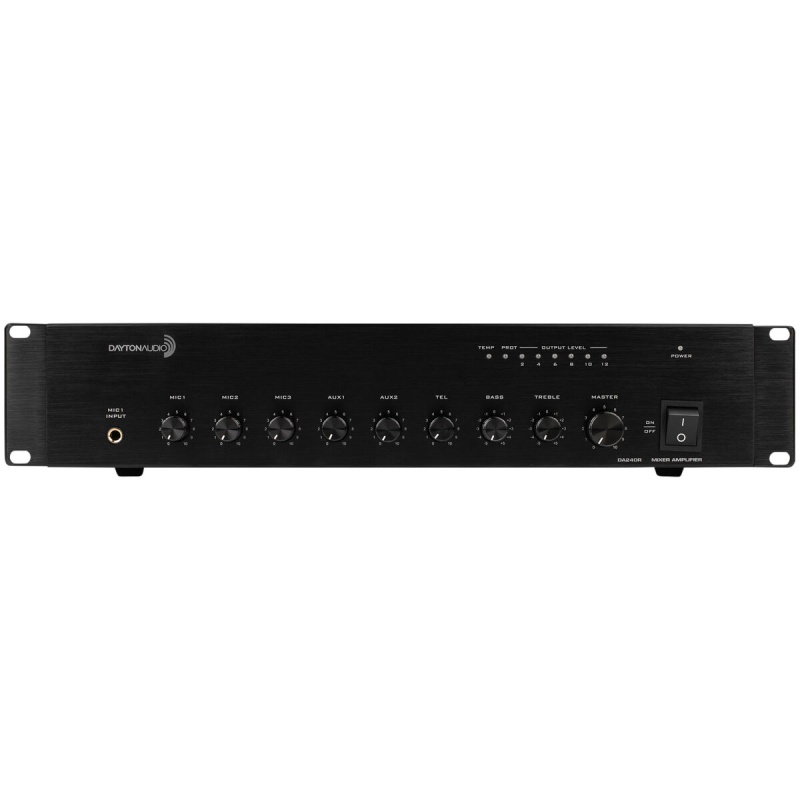Dayton Audio Da240r Commercial Audio Amplifier 240W 70V/ 100V/ 4 Ohm Mixer - 3 Mic 2 Aux 1 Telephone