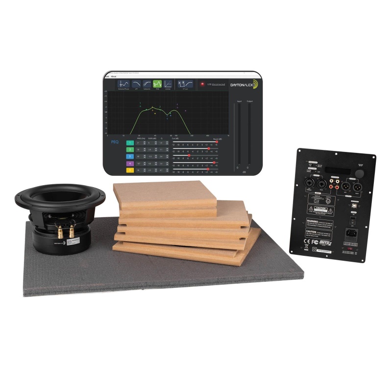 Powered Dayton Audio Reference 8" 250 Watt Compact Subwoofer Kit With Built-In Dsp