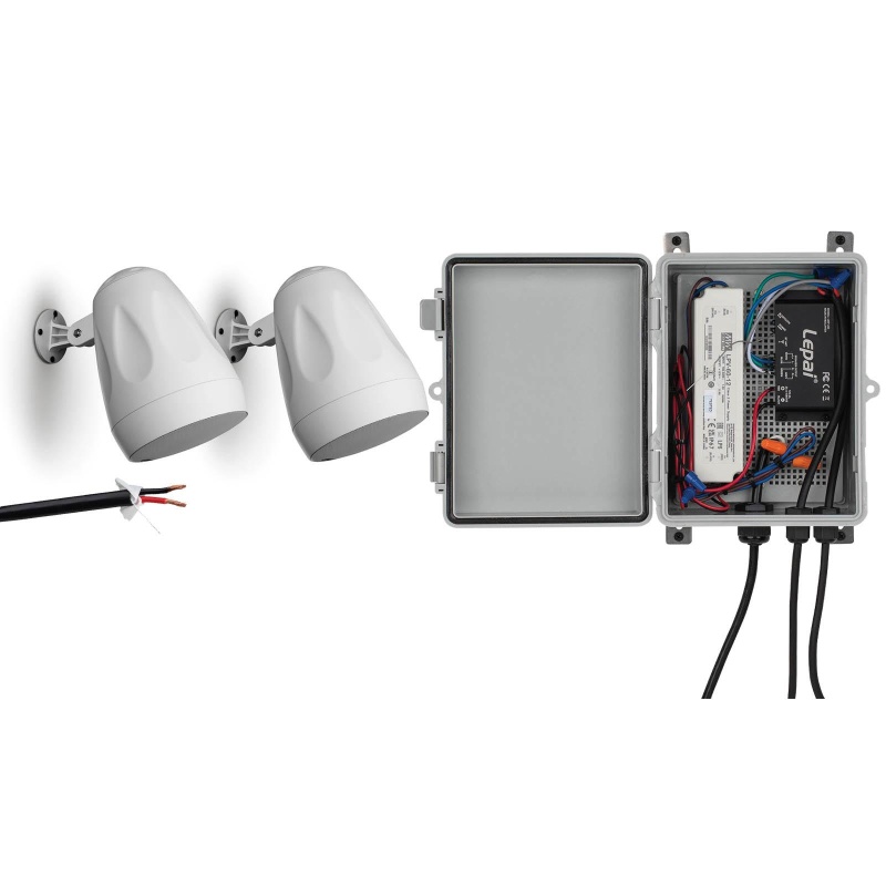 2 X 30W Outdoor Bluetooth 5.0 Amplifier Kit With Ac Cord, Landscape Speakers, 100 Ft. Speaker Wire