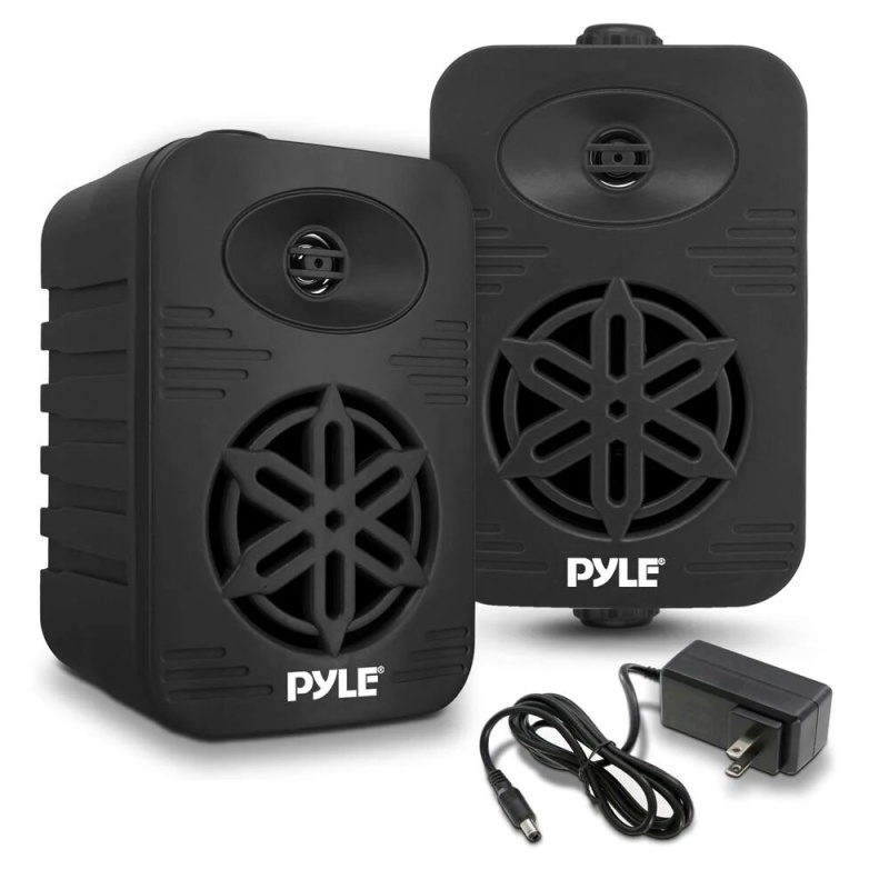 Pyle Pdwrbt46bk 4" Outdoor Waterproof Bluetooth Speaker Pair Black