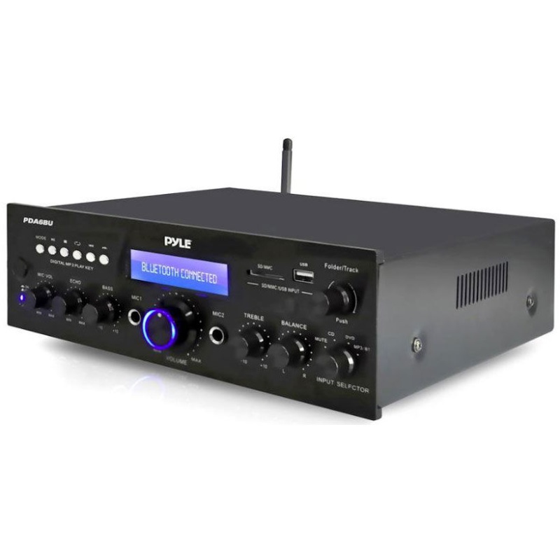 Pyle Pda6bu Bluetooth 200W Stereo Amplifier Receiver With Remote Fm Mp3 Usb Sd Aux Mic