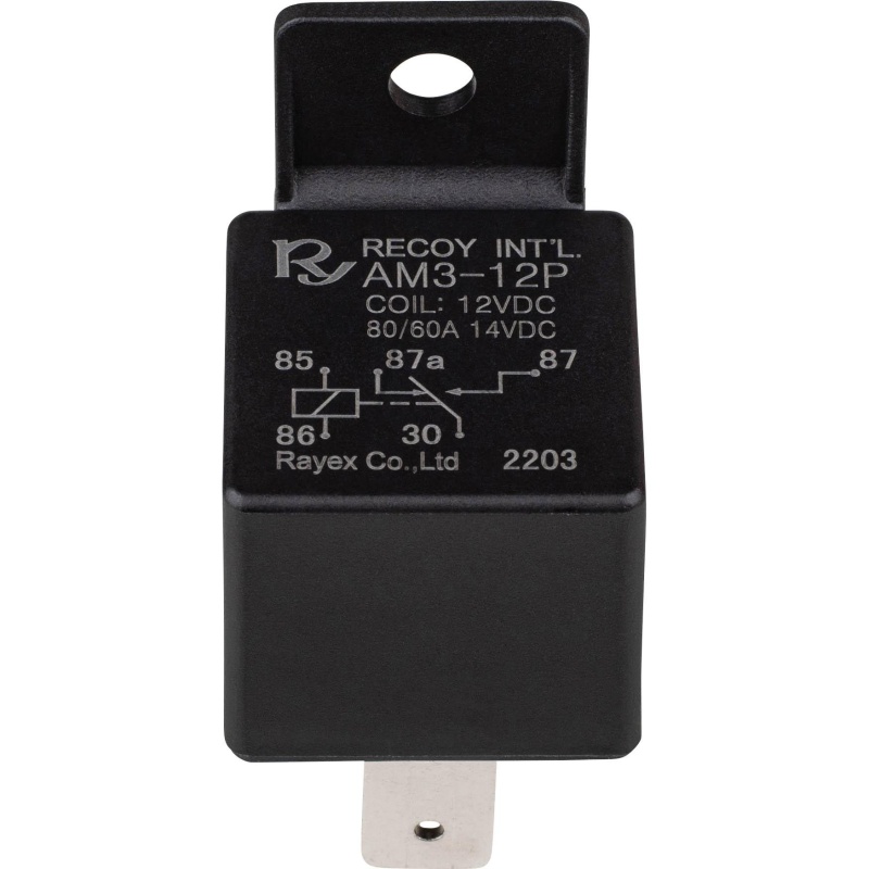 High Current Automotive 80A 12 Vdc 5-Pin Bosch Type Relay With Tinned Terminals