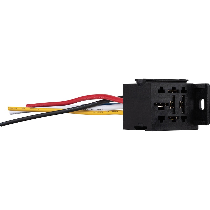 12 Vdc Interlocking 5-Pin Relay Socket With 12 Awg Power Wires For 80A Bosch Type Relays