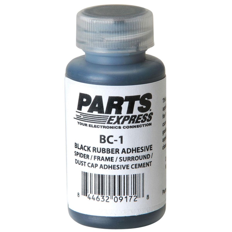 Black Rubber Cement Speaker Repair Glue 1 Oz. Bottle