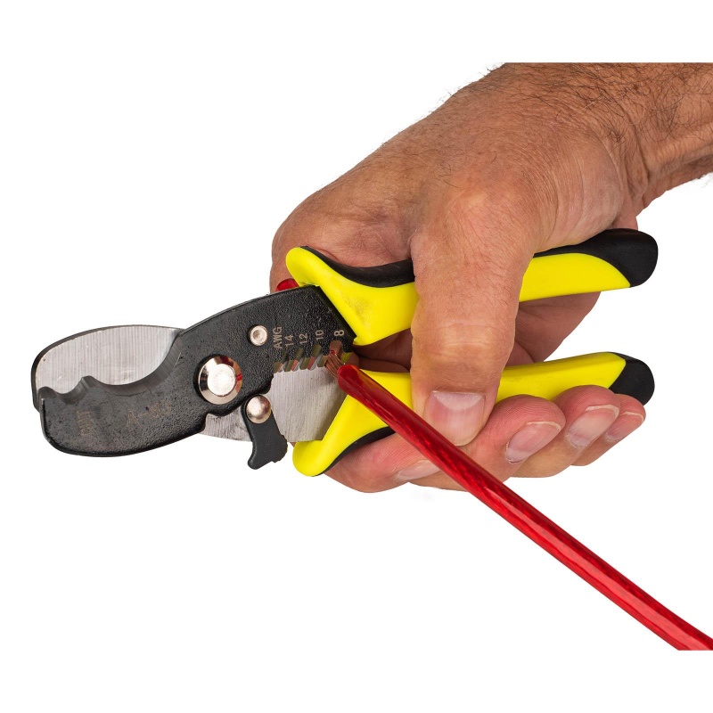 Coax/Stranded Large Gauge Wire Cutter With Wire Stripper 14-8 Awg