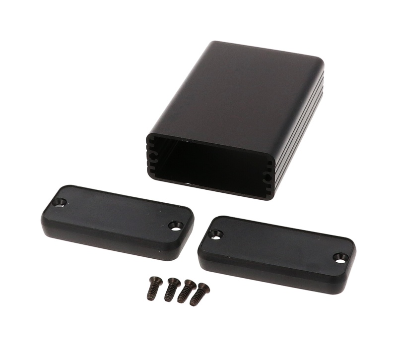 Black Extruded Aluminum Enclosure with Plastic End Panels