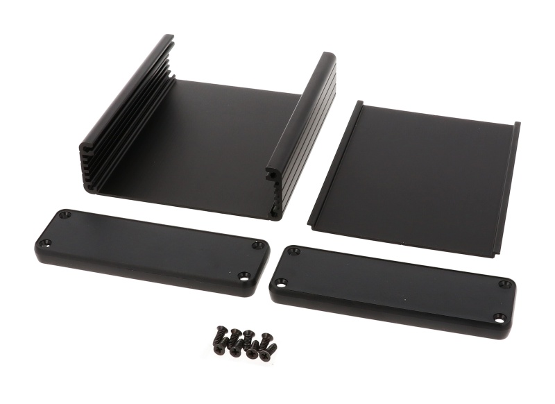 Black Extruded Aluminum Enclosure W/ Plastic End Panels