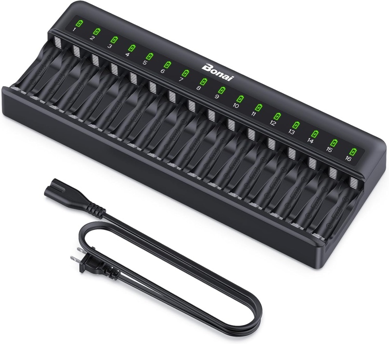 Aa/Aaa Battery Charger 16 Bay For Nimh Nicd Rechargeable Batteries