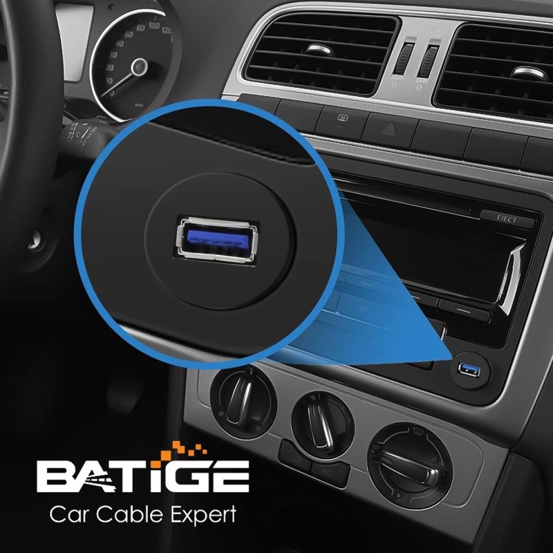 Batige Small Usb 3.0 Male To Female Aux Flush Panel Mount Extension Cable For Car/Truck/Boat/Motorcycle Dashboard – 3Ft Long
