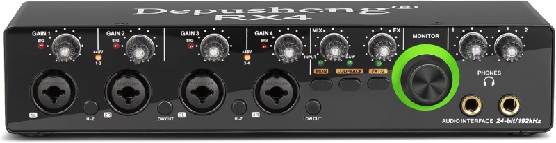 Audio Interface Professional Sound Card 4 In 2 Out Depusheng Rx4 Sound Card A/D Converter With Monitoring