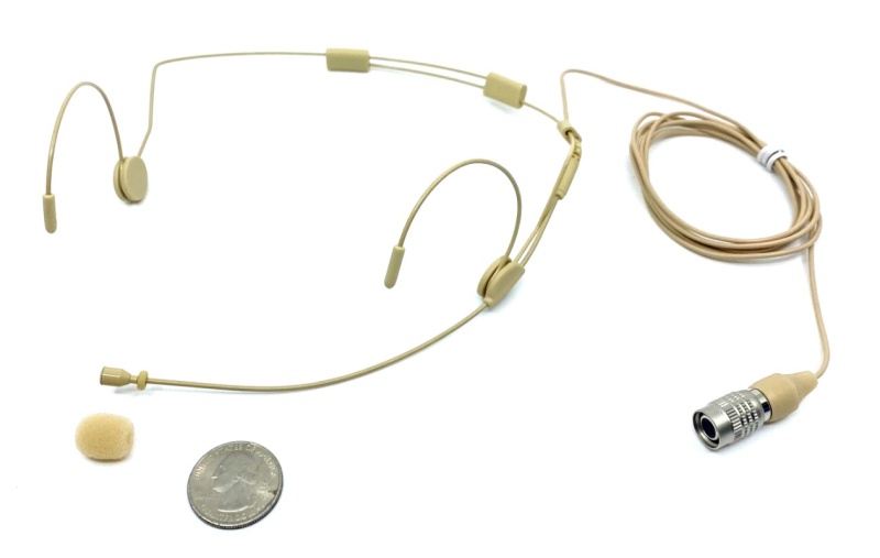 Omnidirectional Condenser Beige Headworn Microphone With 3.5Mm Mono Plug