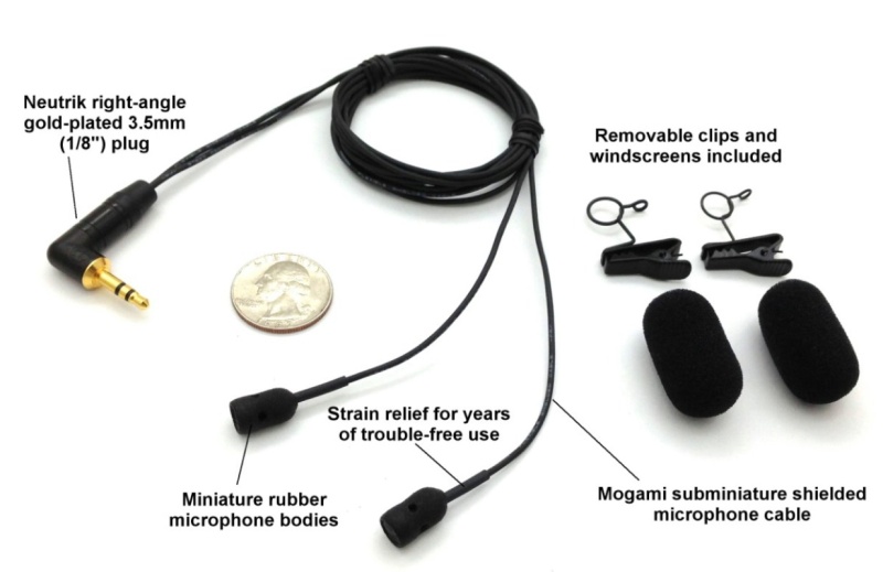 Ultimate Studio Reference Sub-Miniature Super-Cardioid Stereo Microphones Made With Mogami Cable