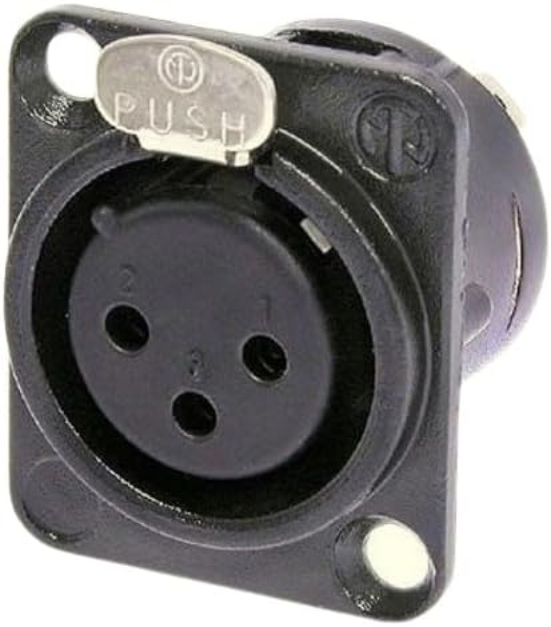 Neutrik 3-Pin Xlr Female D Type Panel Mount – Black W/Gold