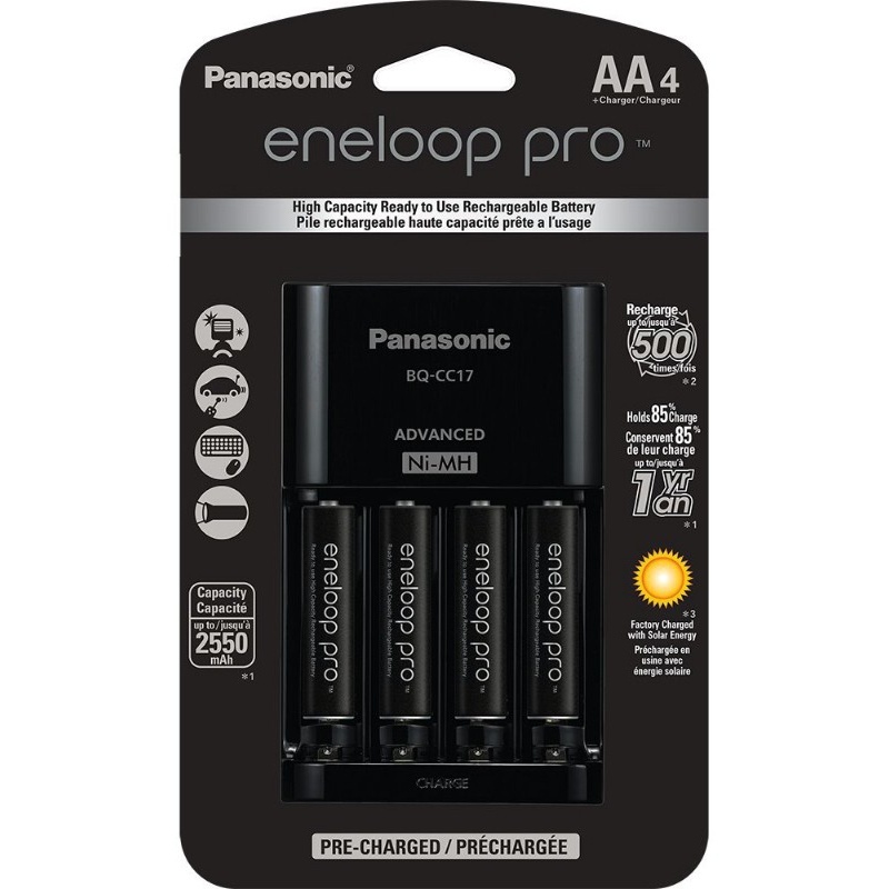 Panasonic Eneloop Pro Rechargeable Aa Ni-Mh Batteries With Charger (2550Mah, 4-Pack)
