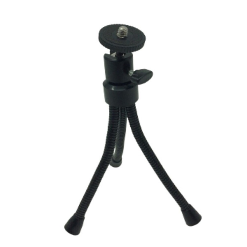 Desktop Tripod With Bendable Legs And Pivoting Head – 1/4 Inch Male Thread (Camera Mount)
