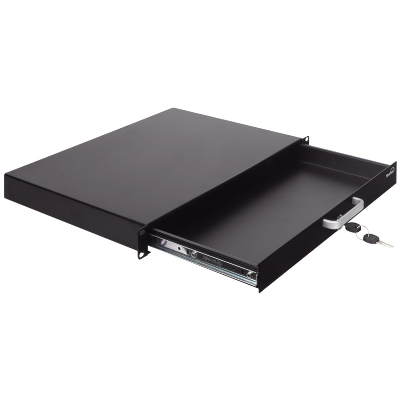 Navepoint Deep Rack Mount Drawer For 19-Inch Server Cabinet Case Or Dj With Lock And Key 1U Black