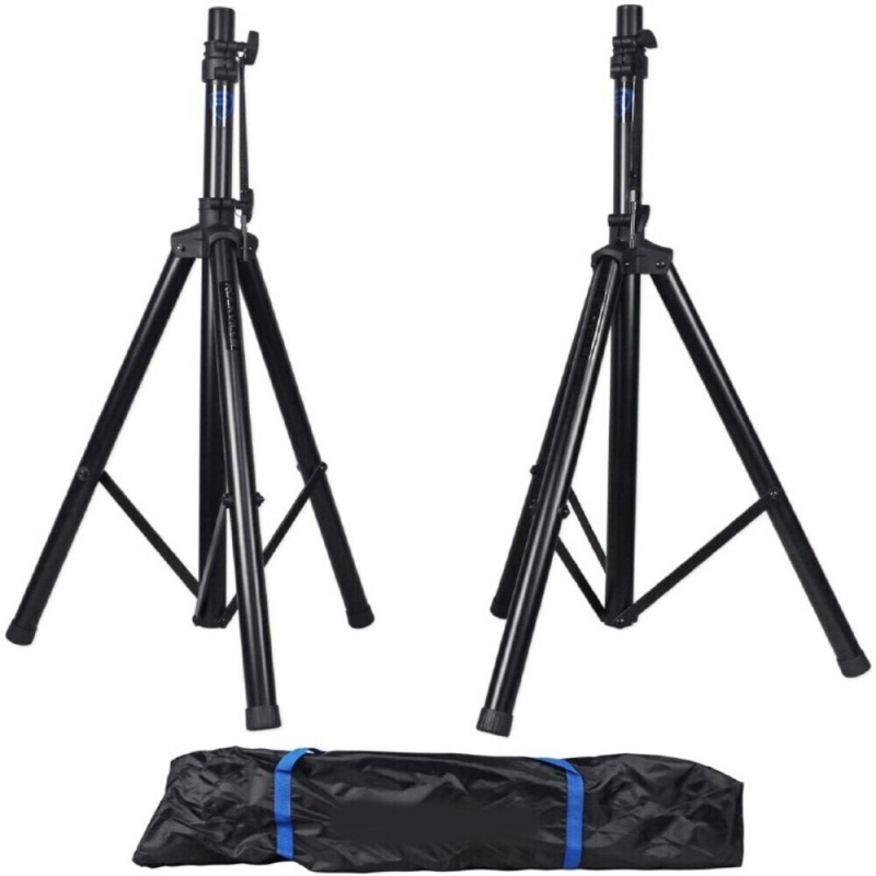 Pair Of Adjustable Pa Speaker Stands + Carry Bag