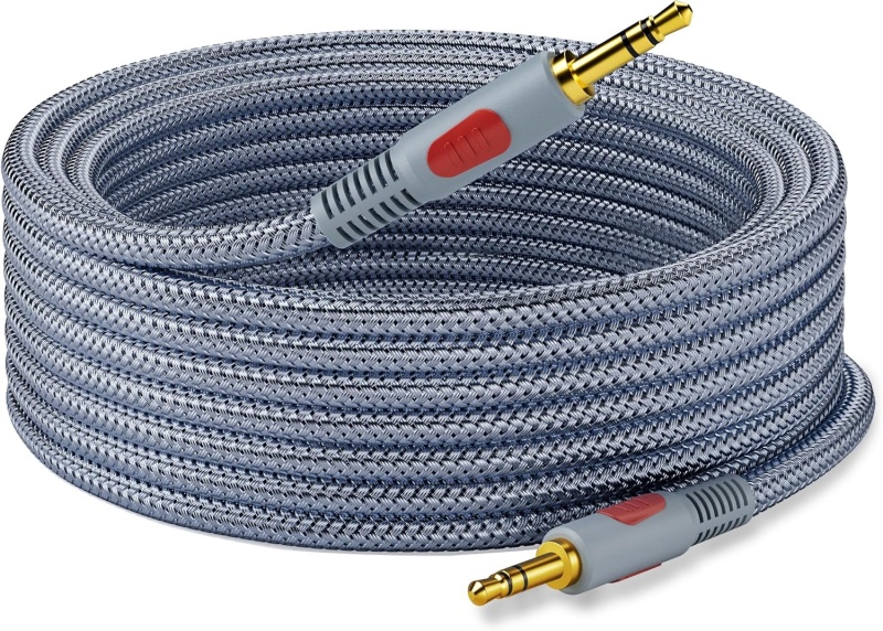 3.5Mm Aux Audio Cable 50 Ft – Nylon Braid Male To Male (3.5Mm) Shielded Aux Patch Cord