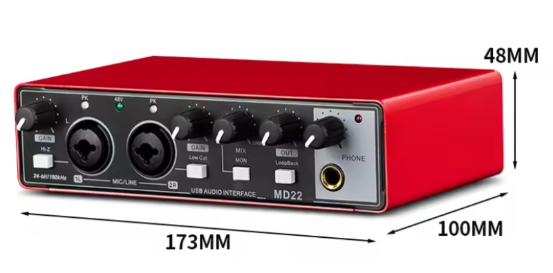 2- Channel Audio Interface/Studio Sound Card, 24 Bit/192 Khz Sample Rate