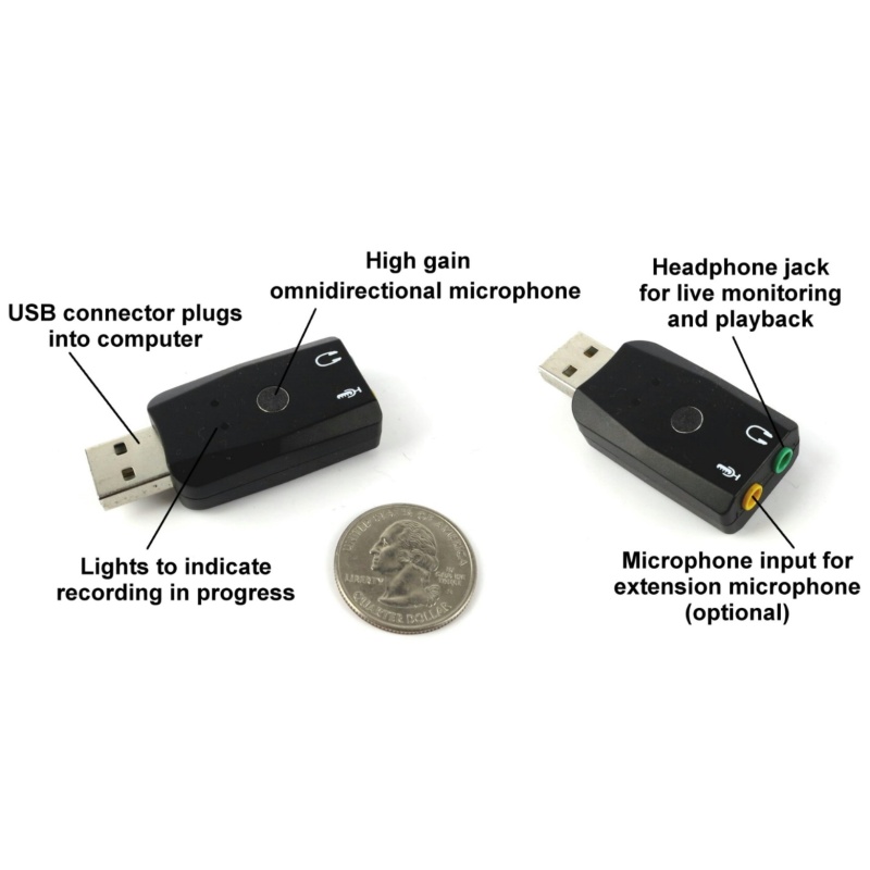 Mono Usb High Sensitivity Omnidirectional Microphone With Headphone Amplifier For Live Monitoring – Windows And Mac Compatible – No Batteries