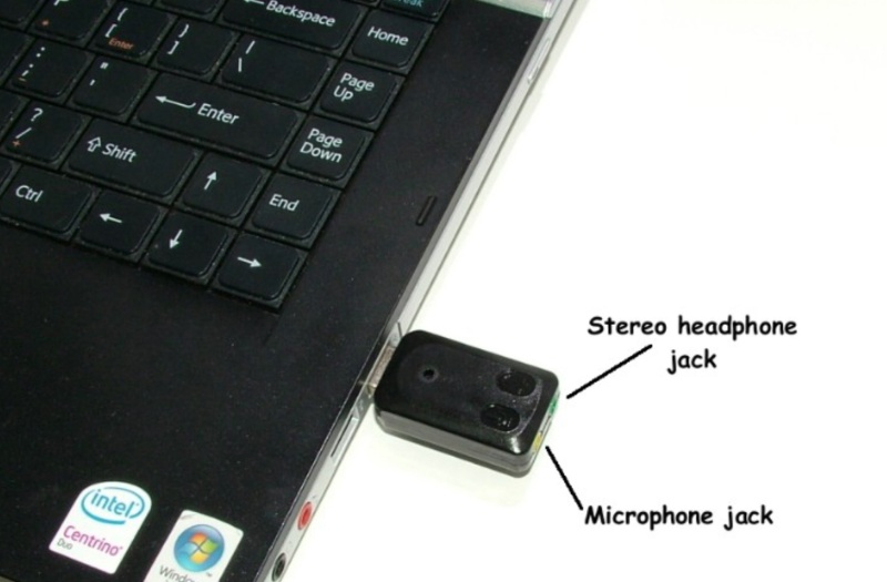 Usb Sound Adapter With Mono Mic Input And Headphone Output Jack