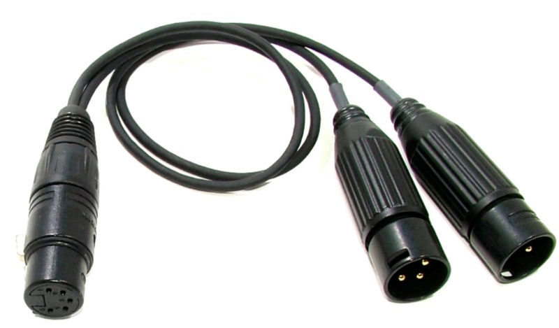5 Pin Xlrf To Dual 3 Pin Xlrm Cable Adapter. Made In Usa