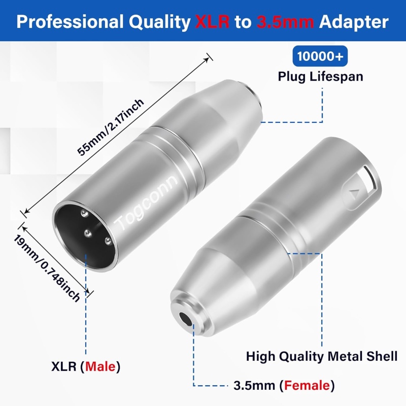 Xlr To Adapter – 3-Pin Xlr Male To 3.5Mm (1/8 Inch) Female Stereo Trs