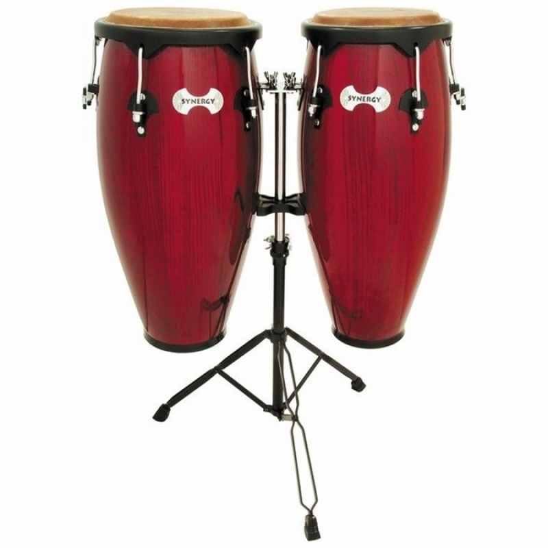 Toca Synergy Wood Conga Set With Stand, Rio Red