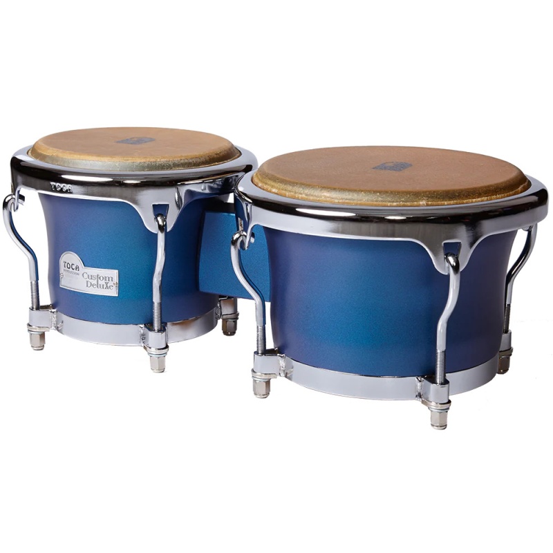 Toca Custom Deluxe Wood Bongos - Matte Blue