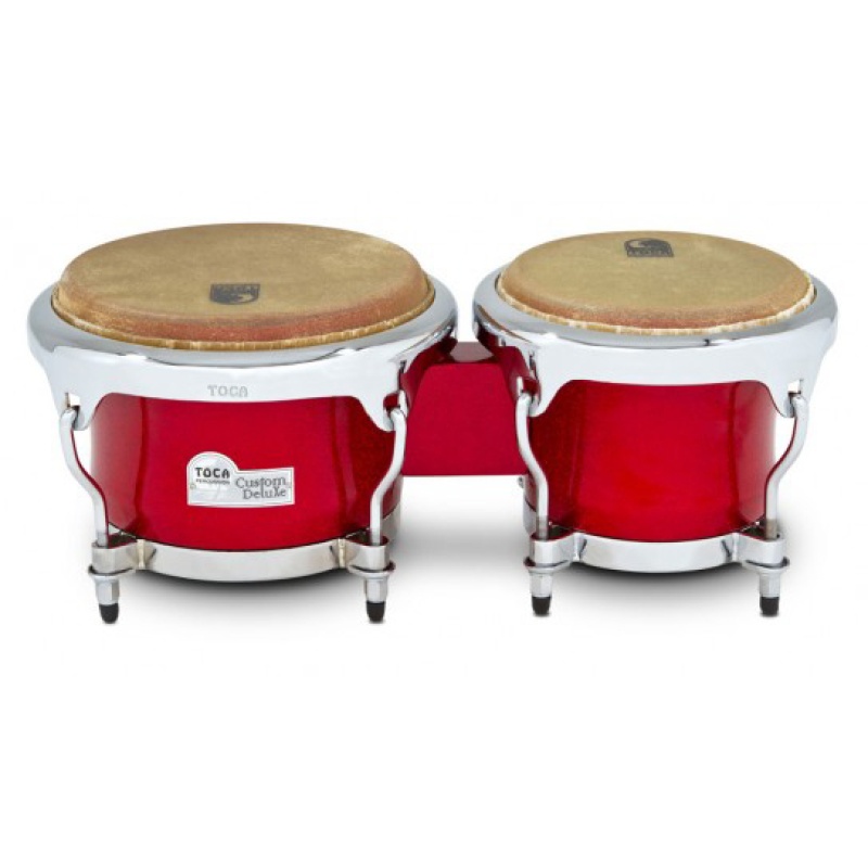 Toca Custom Deluxe Series Fiberglass Bongos, Red Sparkle