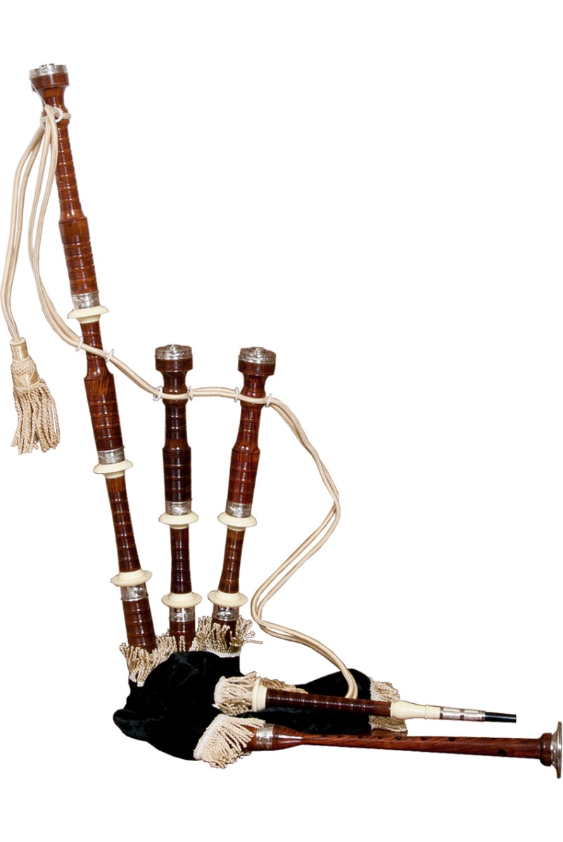 Roosebeck Full Size Sheesham Bagpipe Engraved Nickel Plated W/ Black Cover