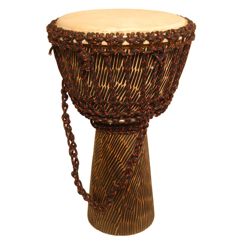 Rope Tuned Sheesham Djembe With Goatskin Head 10-By-20-Inch - Hewn Finish