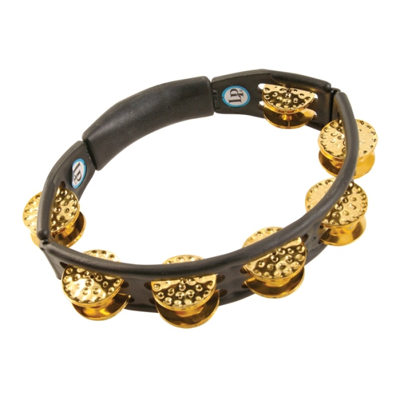 Lp Cyclops Tambourine, Black, Dimpled Brass Jingles
