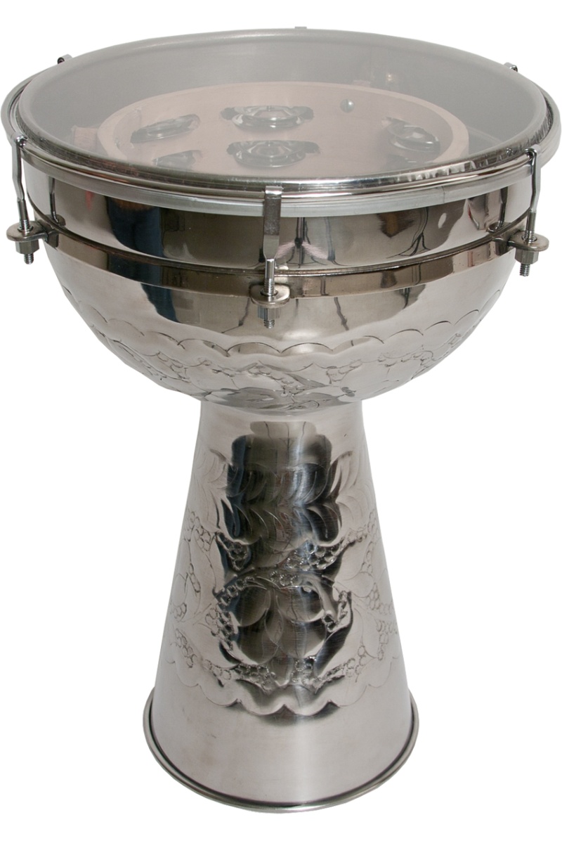 Mid-East Metal Doumbek with Synthetic Head and Internal Jingles, 10" x 16"