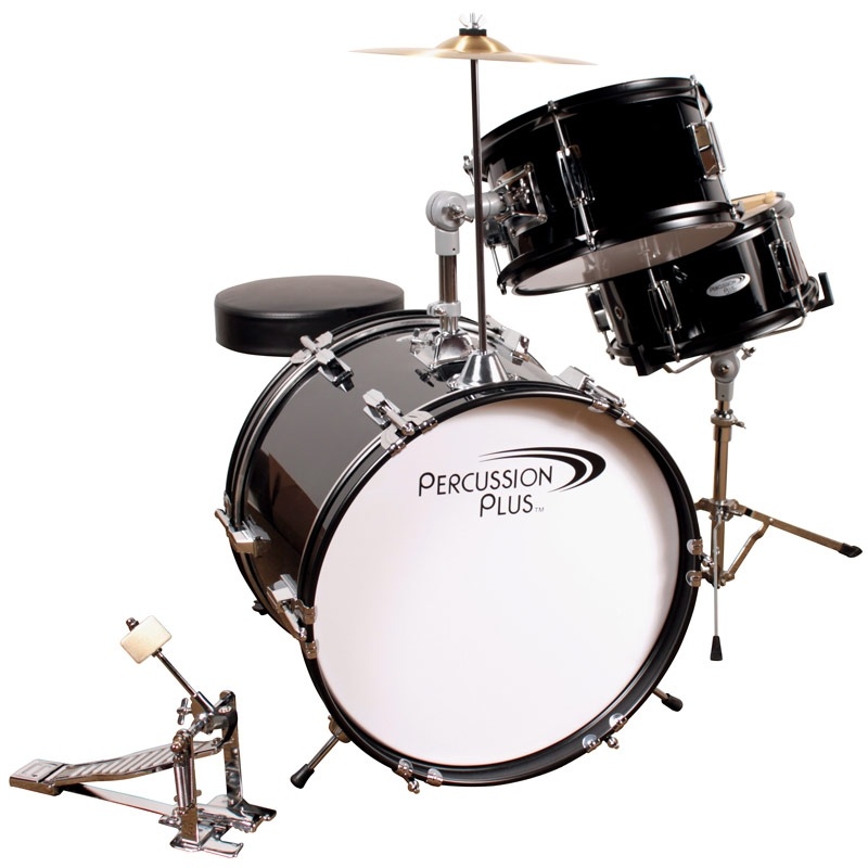 Percussion Plus 3-Piece Junior Drum Set with Cymbal & Throne