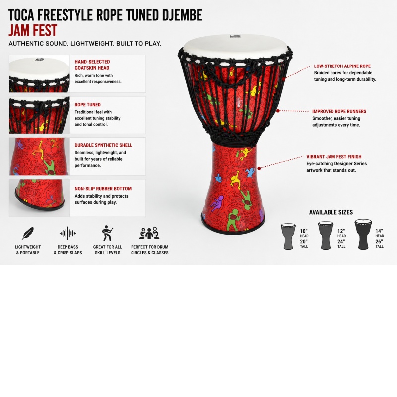 Toca Freestyle Rope Tuned Synthetic Djembe Drum – Jam Fest