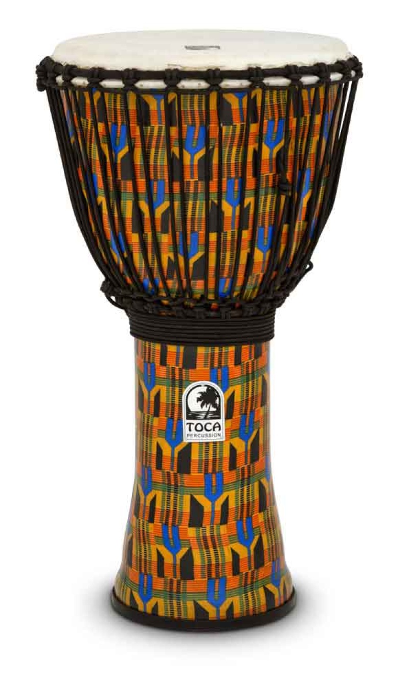 Toca Rope Tuned 12" Synergy Freestyle Djembe, Kente Cloth