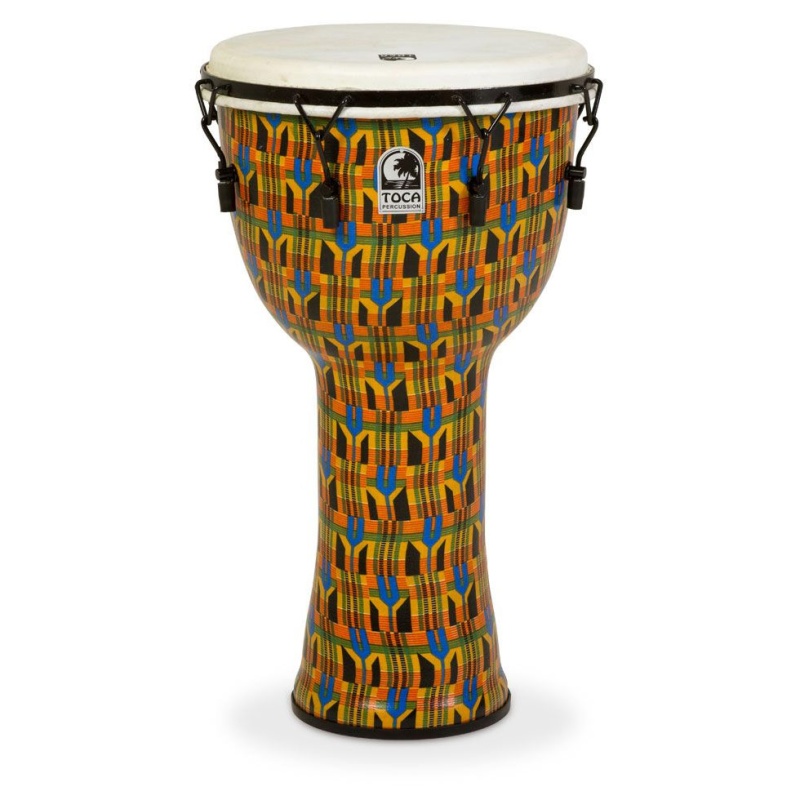 Toca Kente Cloth Mechanically Tuned Djembe W/ Bag, 14 Inch