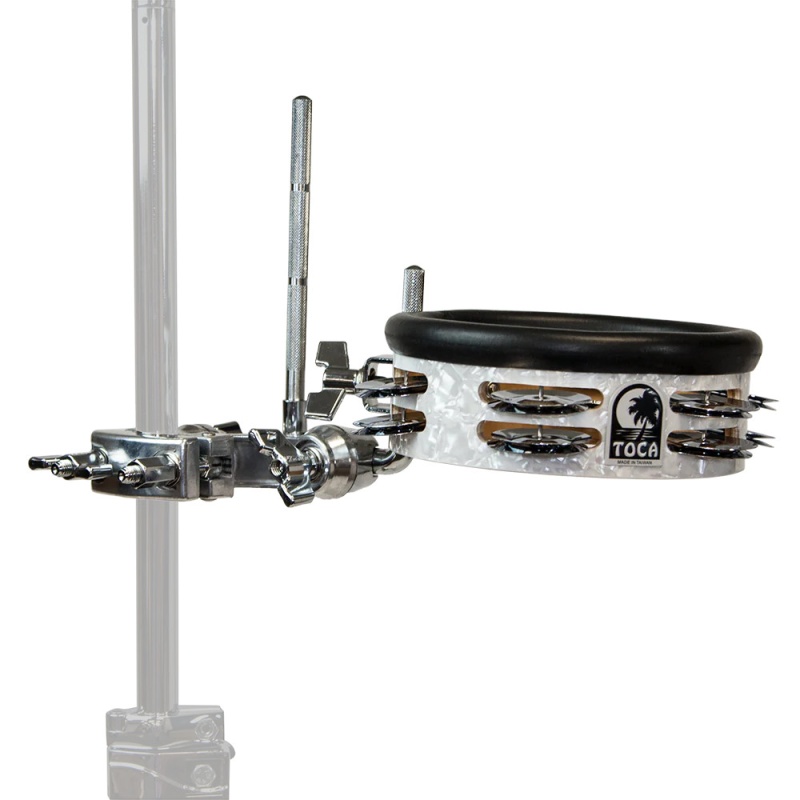 Toca Jingle-Hit Tambourine With Gibraltar¾ Mount, White Marine Pearl