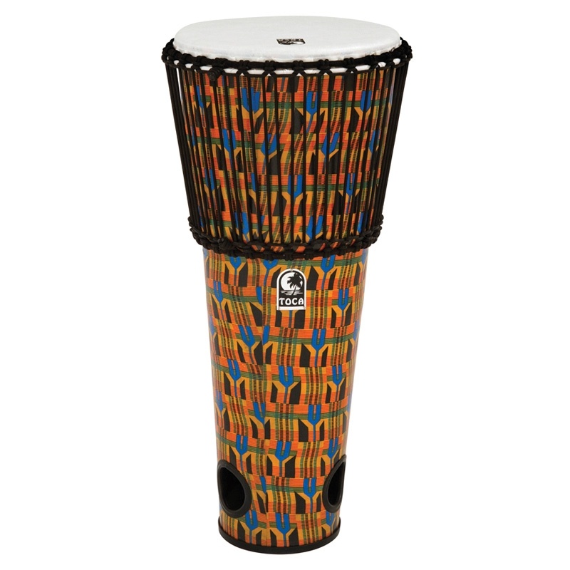 Toca Freestyle Rope Tuned Ashiko Drum, Kente Cloth