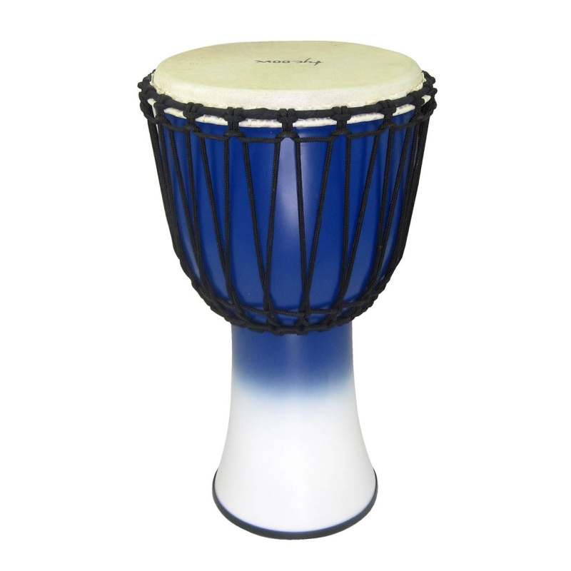 Tycoon 10 In. Fiberglass Djembe Rope Tuned Blue & White Finish