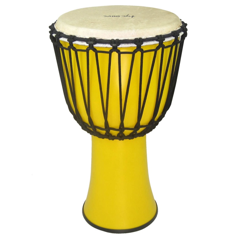 Tycoon 10" Fiberglass Djembe Rope Tuned Yellow Finish